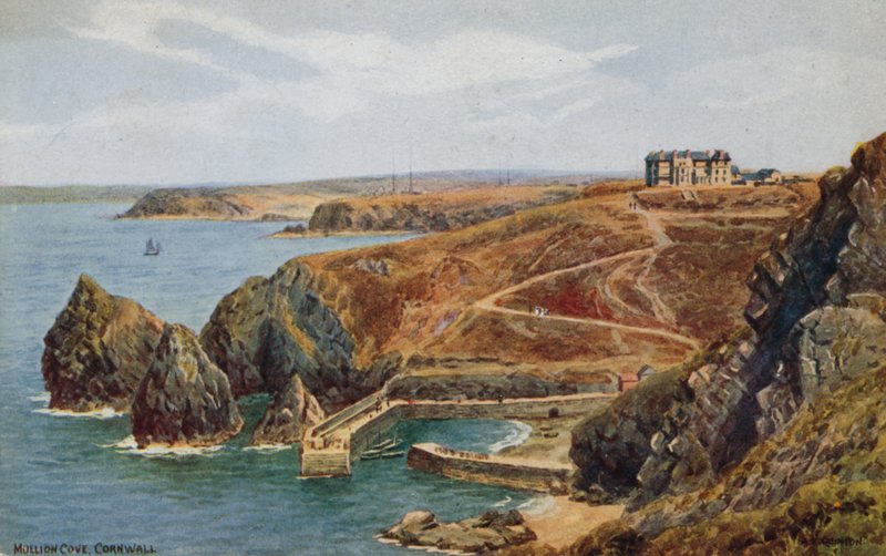 Mullion Cove, Cornwall (färg litho) av Alfred Robert Quinton