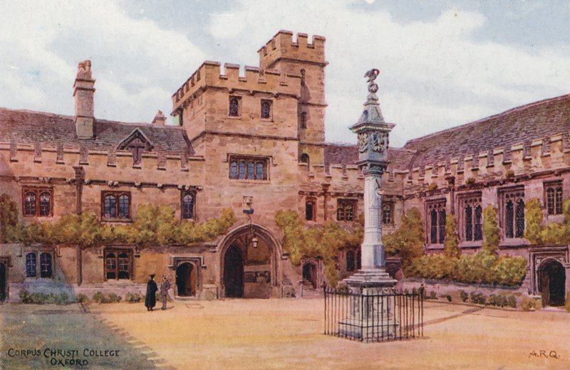 Oxford: Corpus Christi College, Oxford (färglitografi) av Alfred Robert Quinton