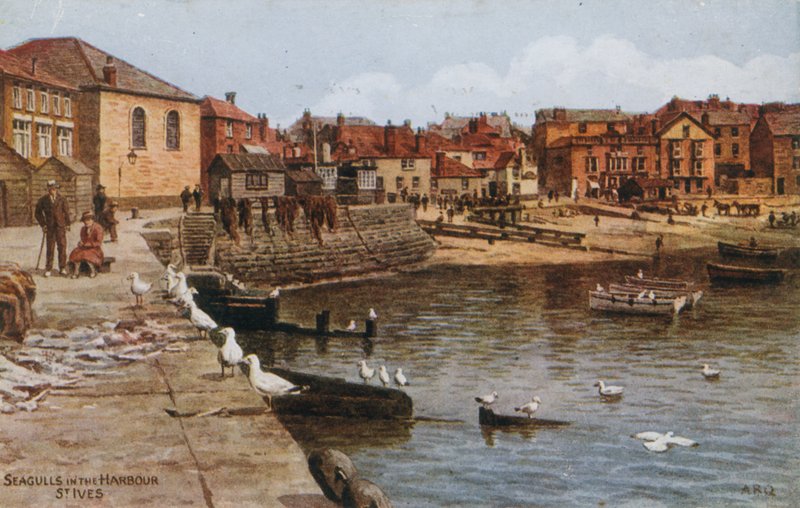 Måsar i hamnen, St Ives av Alfred Robert Quinton