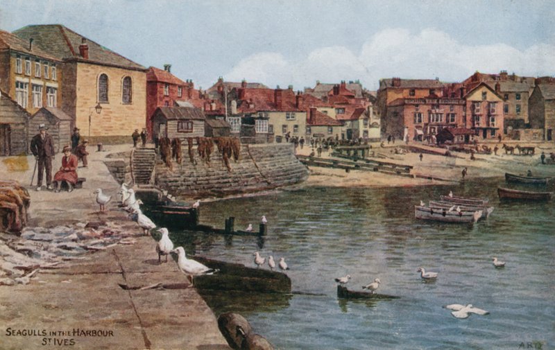 Måsar i hamnen, St Ives, Cornwall av Alfred Robert Quinton