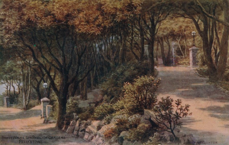 Skuggiga promenader, Spa Pavilion Gardens, Felixstowe av Alfred Robert Quinton
