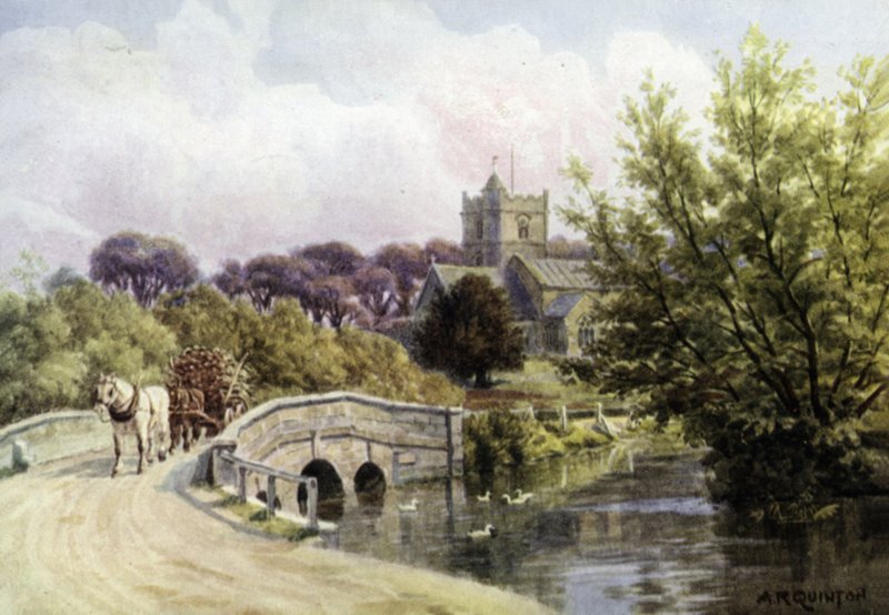 Bron, Coombe Bissett, nära Salisbury (färg litho) av Alfred Robert Quinton
