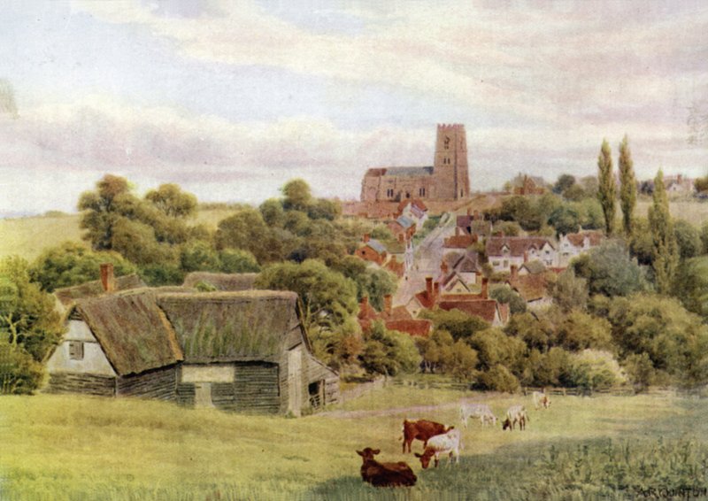 The Church on the Hill, Kersey, Suffolk av Alfred Robert Quinton