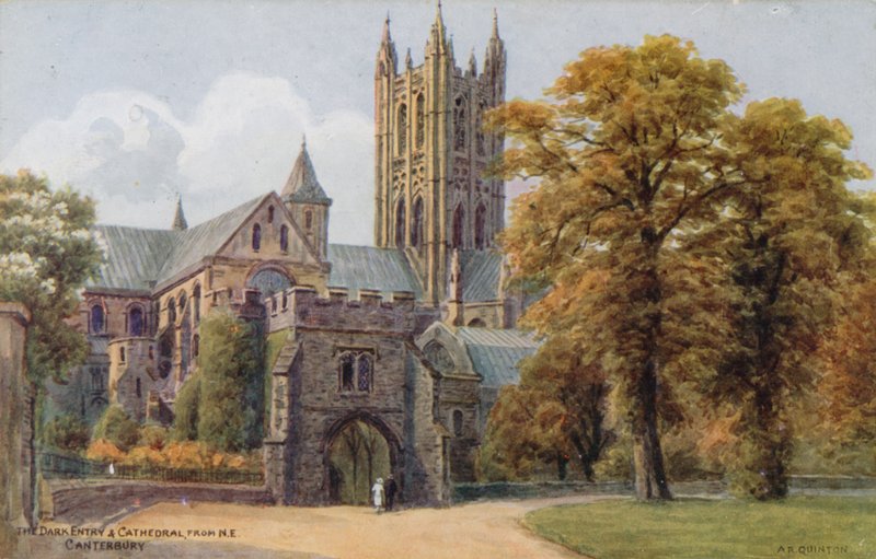 Den mörka ingången och katedralen, från nordost, Canterbury av Alfred Robert Quinton