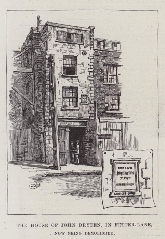 John Drydens hus i Fetter-Lane, som nu rivs. av Alfred Robert Quinton