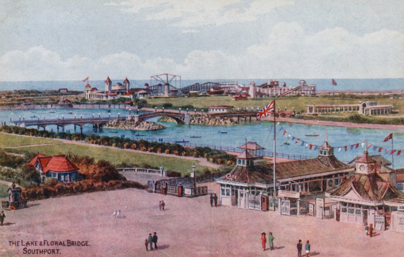 Lake and Floral Bridge, Southport av Alfred Robert Quinton