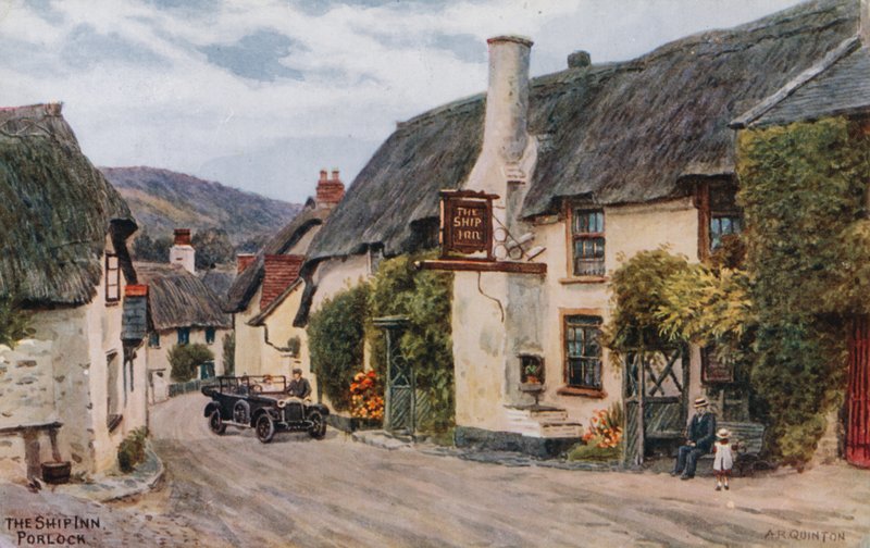 The Ship Inn, Porlock (färg litho) av Alfred Robert Quinton