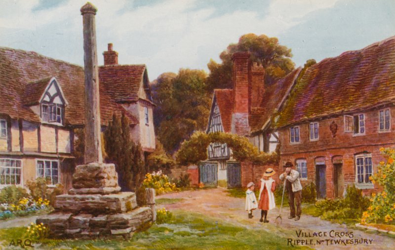 Village Cross, Ripple nära Tewkesbury av Alfred Robert Quinton