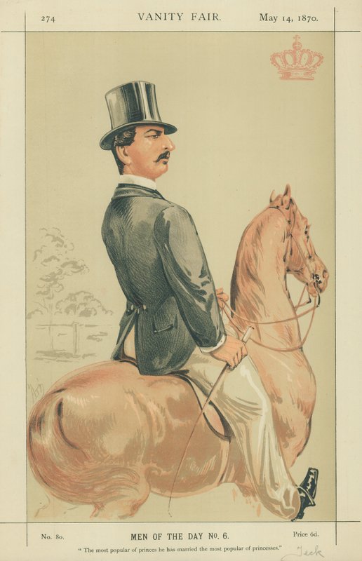 HSH The Duke of Teck, den populäraste av prinsar han har gift sig med den populäraste av prinsessor, 14 maj 1870, Vanity Fair-tecknad film av Alfred Thompson
