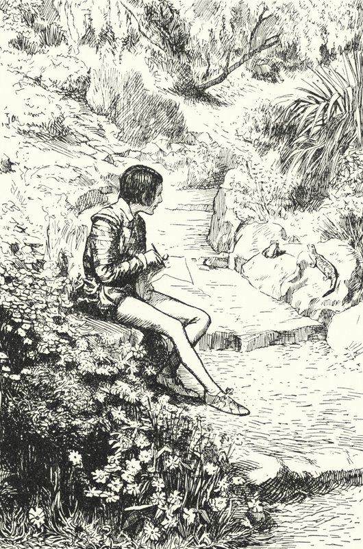 Den franske krukmakaren Bernard Palissy tittade på ödlor i trädgården som pojke av Alfred Wallis Mills