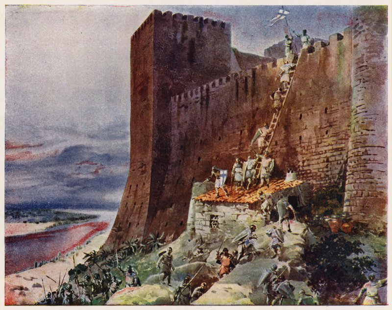 Infångande av Santarem, Portugal av Alfredo Roque Gameiro