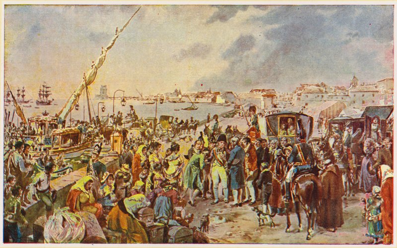 John av Braganza, prinsregent av Portugal, reser till Brasilien av Alfredo Roque Gameiro