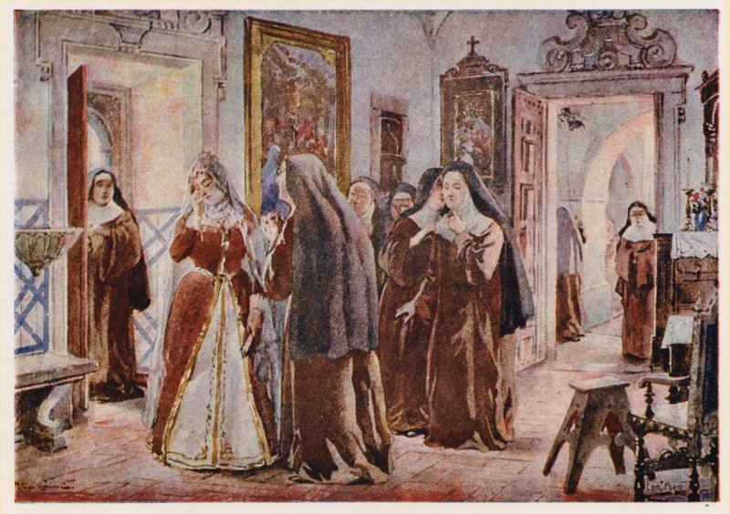 Maria Francisca av Savojen, drottning av Portugal, i klostret Our Lady of Hope, Lissabon av Alfredo Roque Gameiro