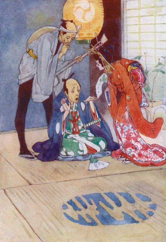 Illustration till The Story of The Mikado (färg litho) av Alice Bolingbroke (after) Woodward