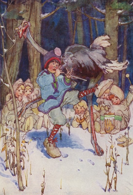 Slightly dansade glatt med en struts (färg litho) av Alice Bolingbroke (after) Woodward