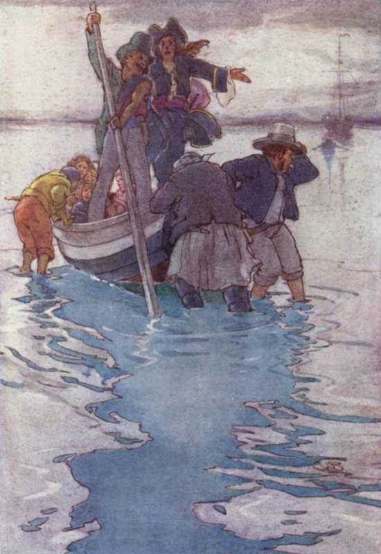 Transporterad till piratskeppet (färg litho) av Alice Bolingbroke (after) Woodward