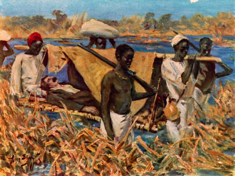 David Livingstone, Den sista resan (färg litho) av Allan (after) Stewart