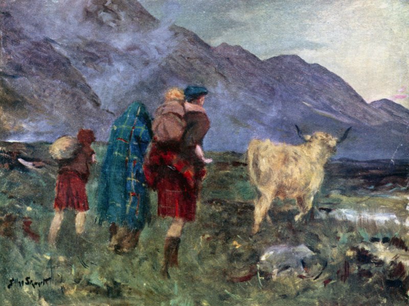Jag lossade kon och vi började vår slitsamma resa (färg litho) av Allan (after) Stewart