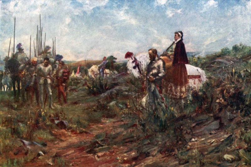 Queen Mary på Carberry Hill (färg litho) av Allan (after) Stewart