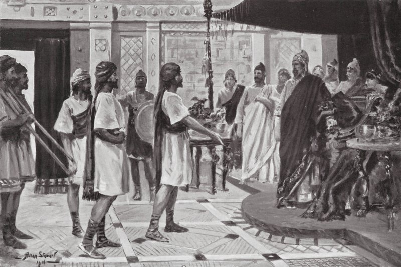 Midas av Frygien arrangerar en allians med Urartu (litografi) av Allan Stewart