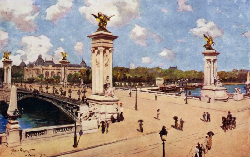 Paris: Pont Alexandre III (färg litho) av Allan Stewart