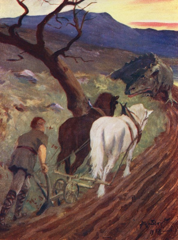 Sonen till den starke mannen i skogen (färglitografi) av Allan Stewart
