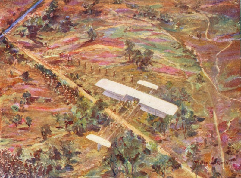 WW1: En luftrekognosering (färglitografi) av Allan Stewart