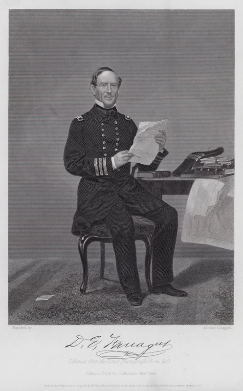 David Glascoe Farragut (gravyr) av Alonzo (after) Chappel