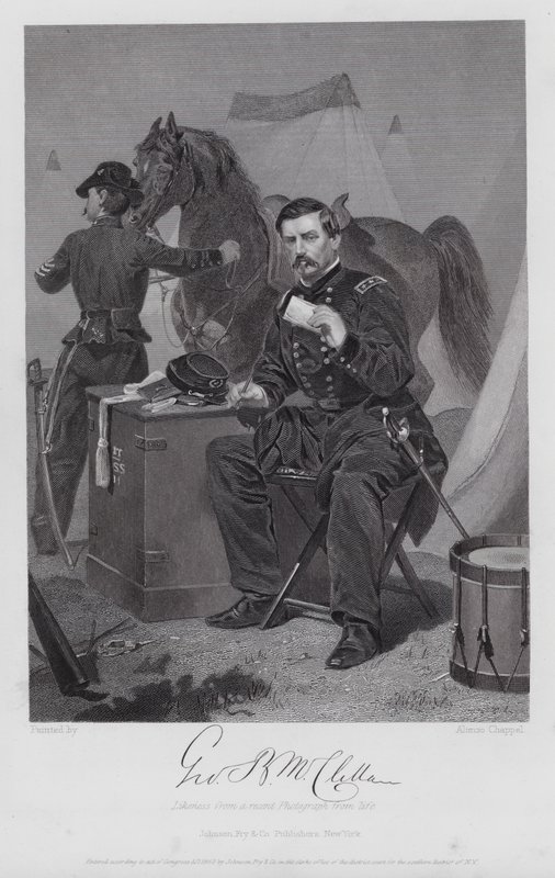 George Brinton McClellan (gravyr) av Alonzo (after) Chappel