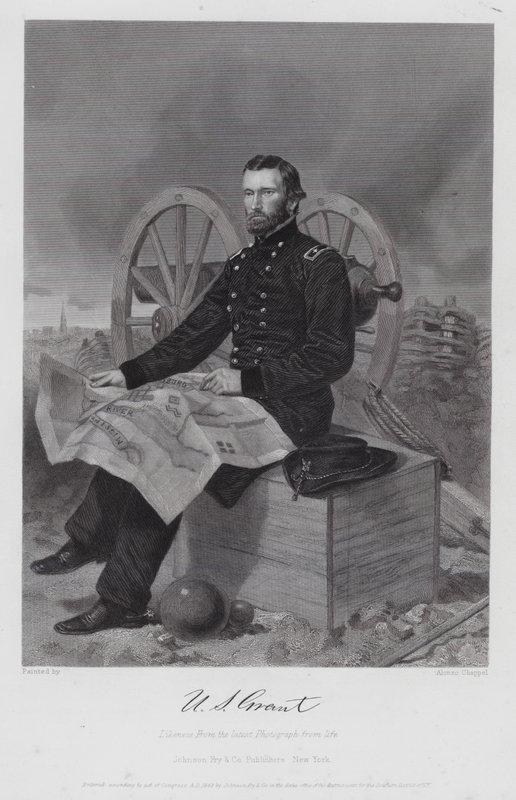 Ulysses S Grant (gravyr) av Alonzo (after) Chappel