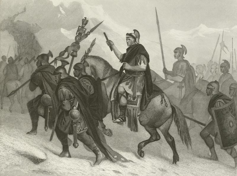 Hannibal och hans armé korsar Alperna, 218 f.Kr av Alonzo Chappel