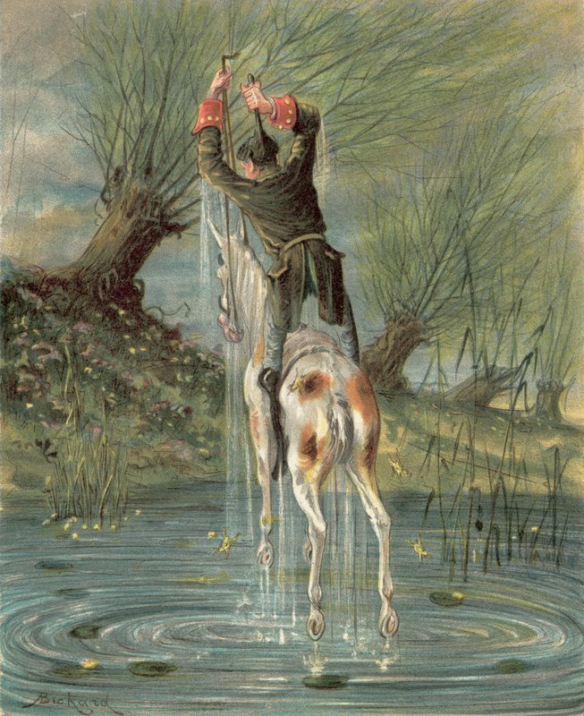 Baron Munchausens äventyr (chromolitho) av Alphonse Adolphe Bichard