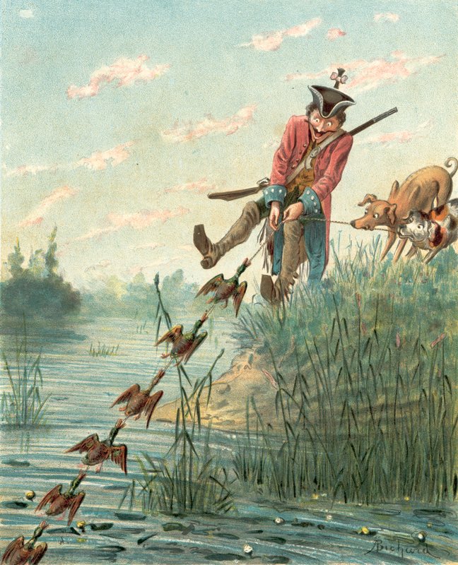 Baron Munchausens äventyr (chromolitho) av Alphonse Adolphe Bichard