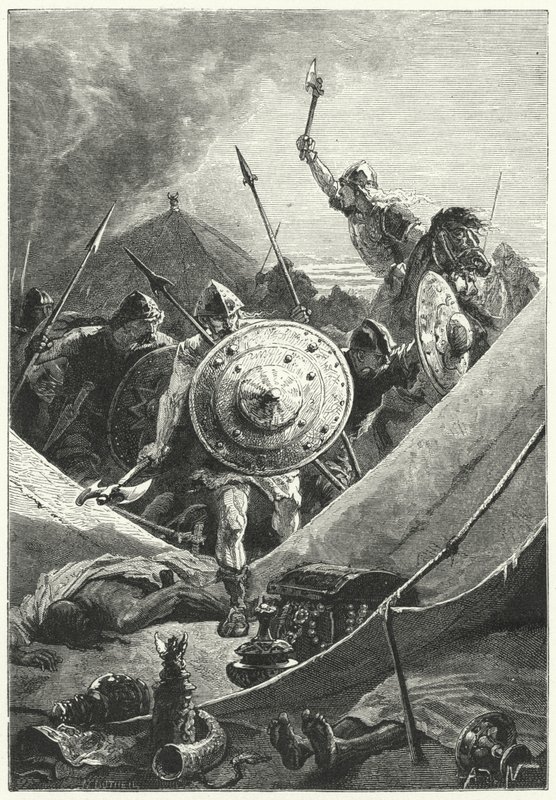 Attack mot ett moriskt läger (gravyr) av Alphonse Marie de (after) Neuville