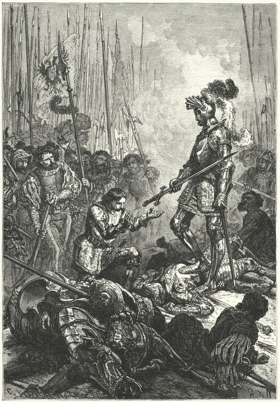 Frans I av Frankrike togs till fånga i slaget vid Pavia av Alphonse Marie de (after) Neuville