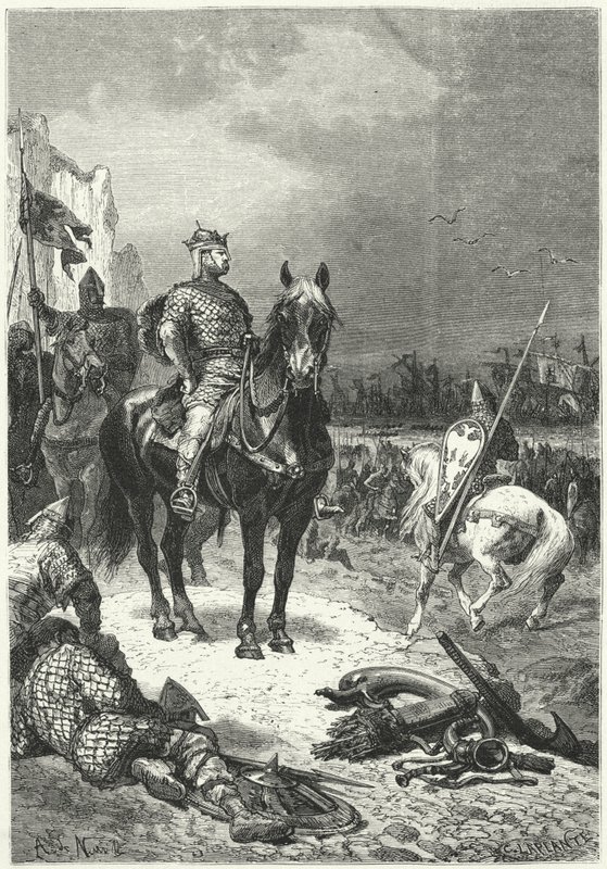 Landstigning av Robert Guiscards normandiska flotta på Sicilien av Alphonse Marie de (after) Neuville