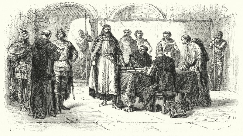 Proklamationen av katolicismen som religionen i det gotiska kungariket i Spanien vid det tredje konciliet i Toledo, 589 (gravyr) av Alphonse Marie de (after) Neuville