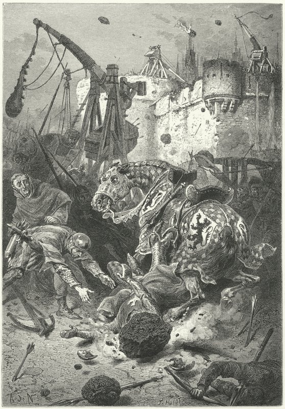 Simon de Montforts död vid belägringen av Toulouse av Alphonse Marie de (after) Neuville