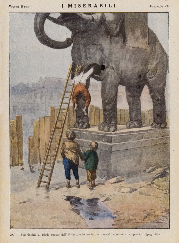 Illustration till Les Miserables av Victor Hugo (färglitografi) av Ambrogio Lombardi