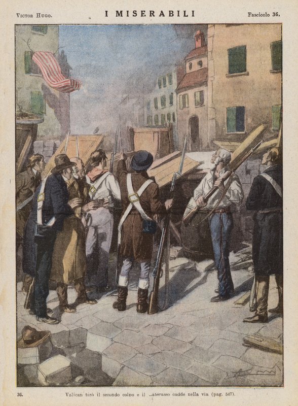 Illustration till Les Miserables av Victor Hugo (färglitografi) av Ambrogio Lombardi