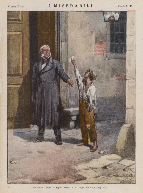 Illustration till Les Miserables av Victor Hugo (färglitografi) av Ambrogio Lombardi