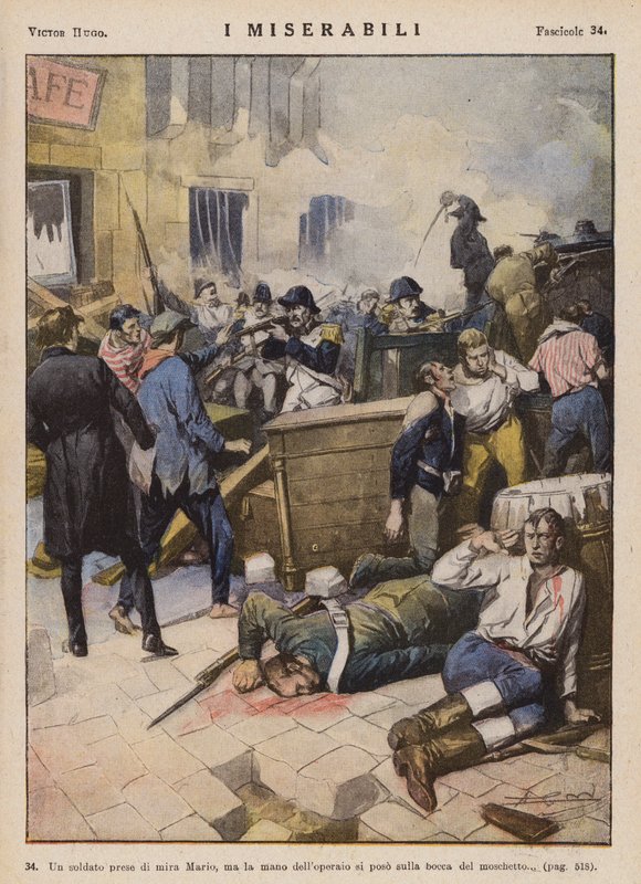 Illustration till Les Miserables av Victor Hugo (färglitografi) av Ambrogio Lombardi