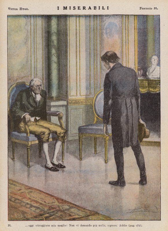 Illustration till Les Miserables av Victor Hugo (färglitografi) av Ambrogio Lombardi