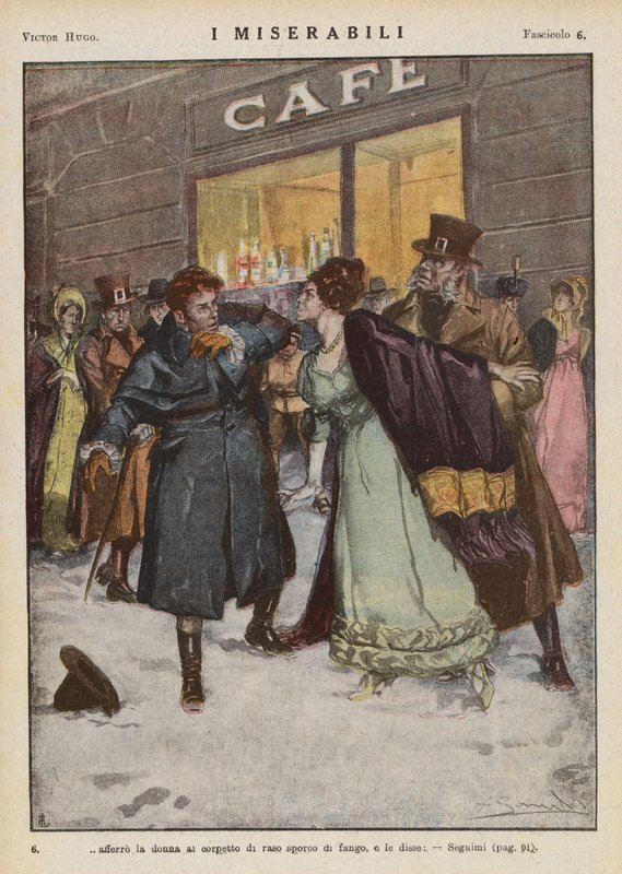 Illustration till Les Miserables av Victor Hugo (färglitografi) av Ambrogio Lombardi