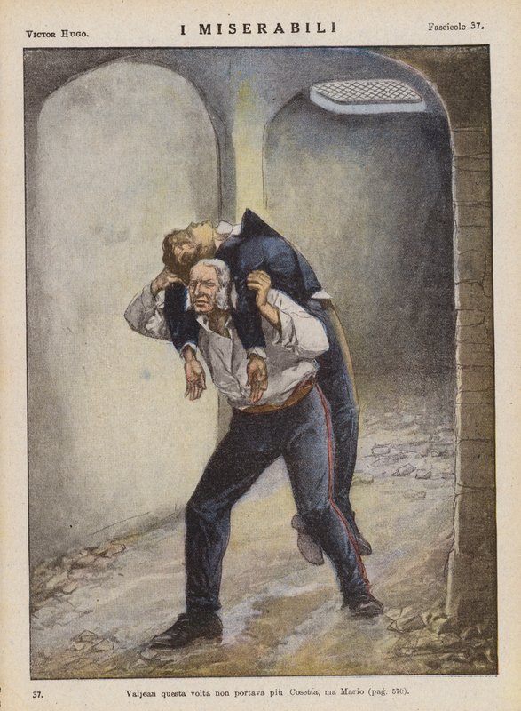 Illustration till Les Miserables av Victor Hugo (färglitografi) av Ambrogio Lombardi