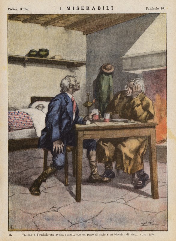 Illustration till Les Miserables av Victor Hugo (färglitografi) av Ambrogio Lombardi