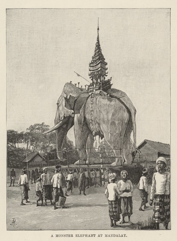 En monsterelefant i Mandalay av Amedee Forestier