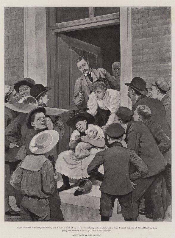 Illustration för moster Jane at the Seaside, av The Late Lord Brabourne av Amedee Forestier