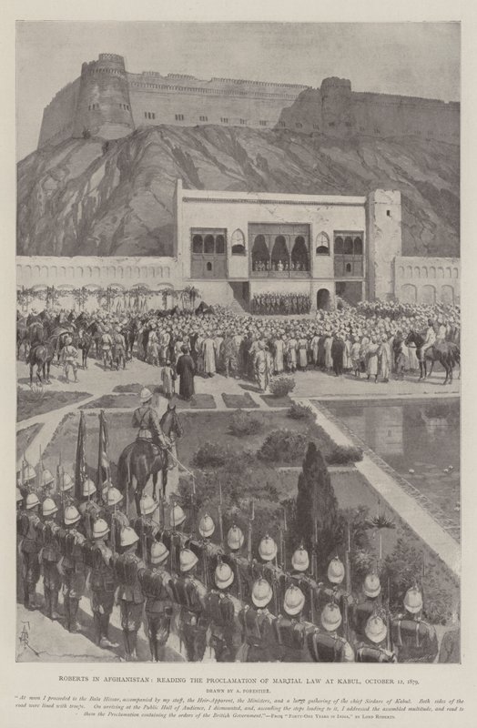 Roberts i Afghanistan, läser proklamationen om krigslag i Kabul, 12 oktober 1879 av Amedee Forestier