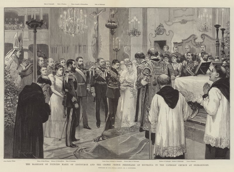 Prinsessan Marie av Edinburghs och kronprinsen Ferdinand av Rumäniens äktenskap i katolska kyrkan i Sigmaringen av Amedee Forestier